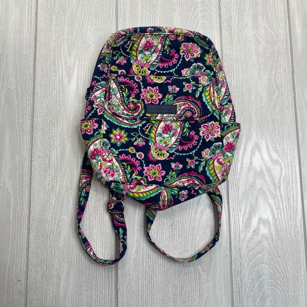Vera Bradley Women's Navy Blue & Pink Petal Paisley Lightweight Small Backpack
